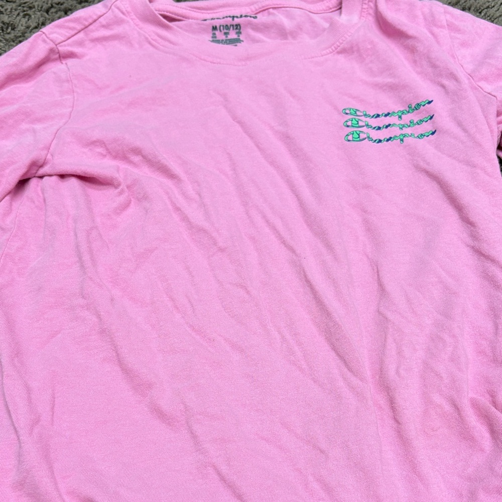 Champion Pink Tee with Green Logo